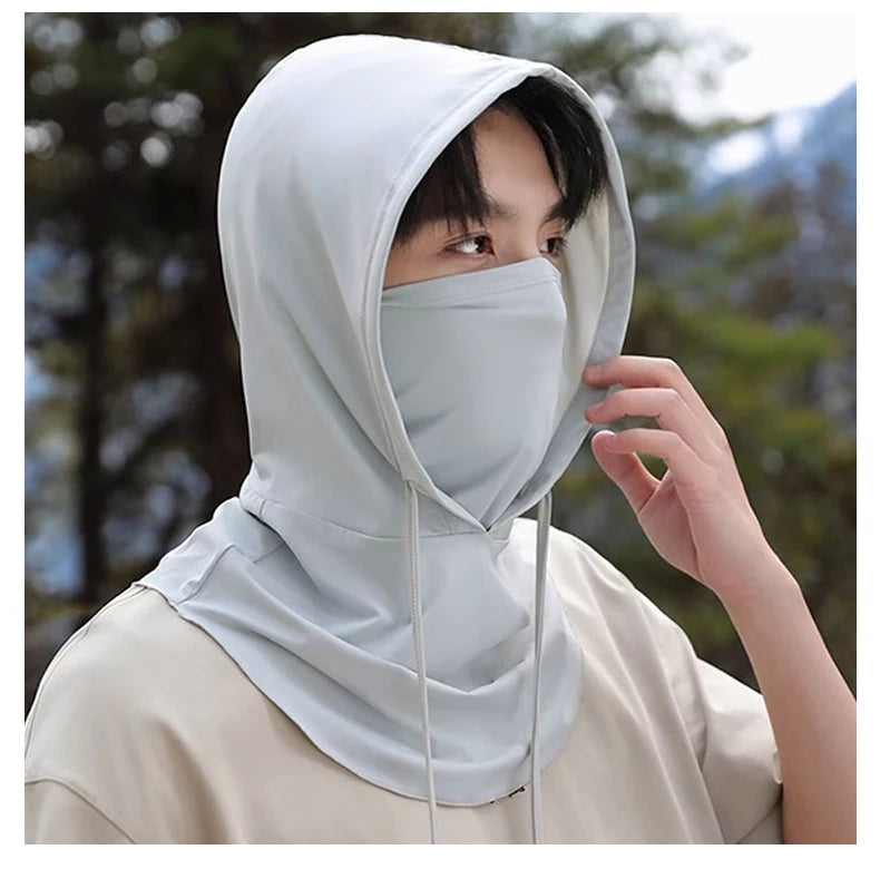 2Pcs Breathable Full Head Mask and Arm sleeve Set Unisex Summer Cooling Long Balaclava Face Mask Neck Cover for Cycling Fishing