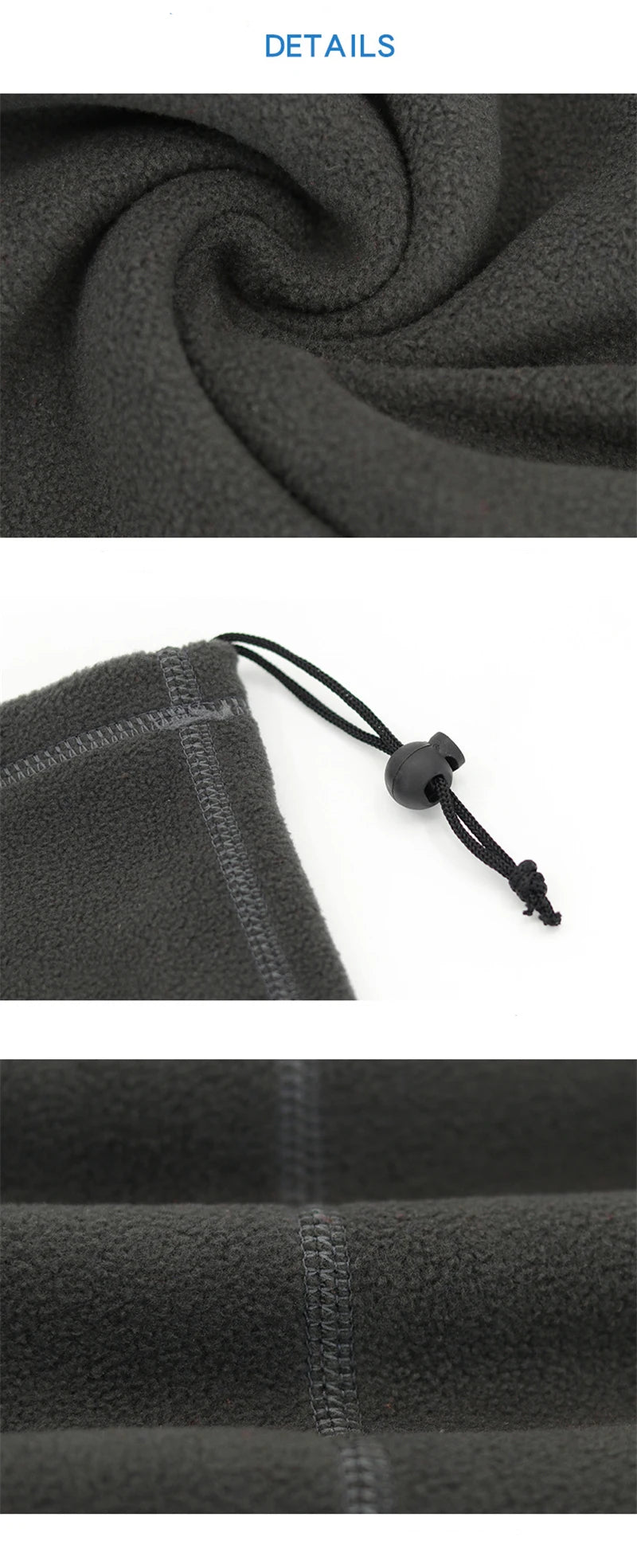 Winter Neck Warmer Cycling Scarf Face Mask Neckerchief Drawstring Polar Fleece Skiing Men Women Hiking Kerchief Camping Sports