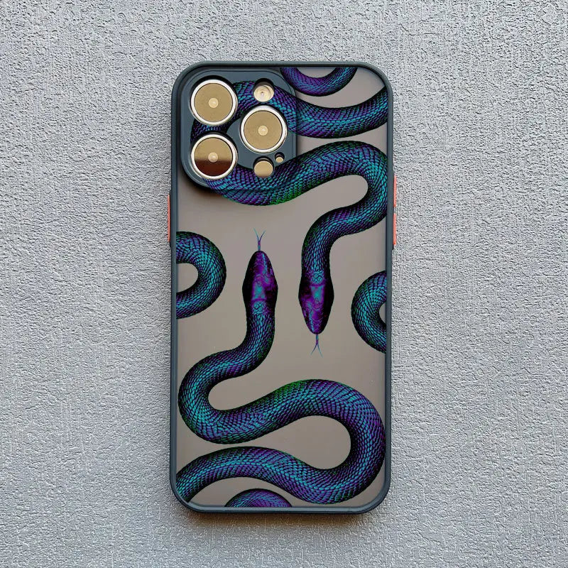 Luxurious Black Gold Snake Phone Case for IPhone 17 16 Plus 15 14 13 12 11 Pro Max Mini X XR Unique Dragon Shockproof Back Cover