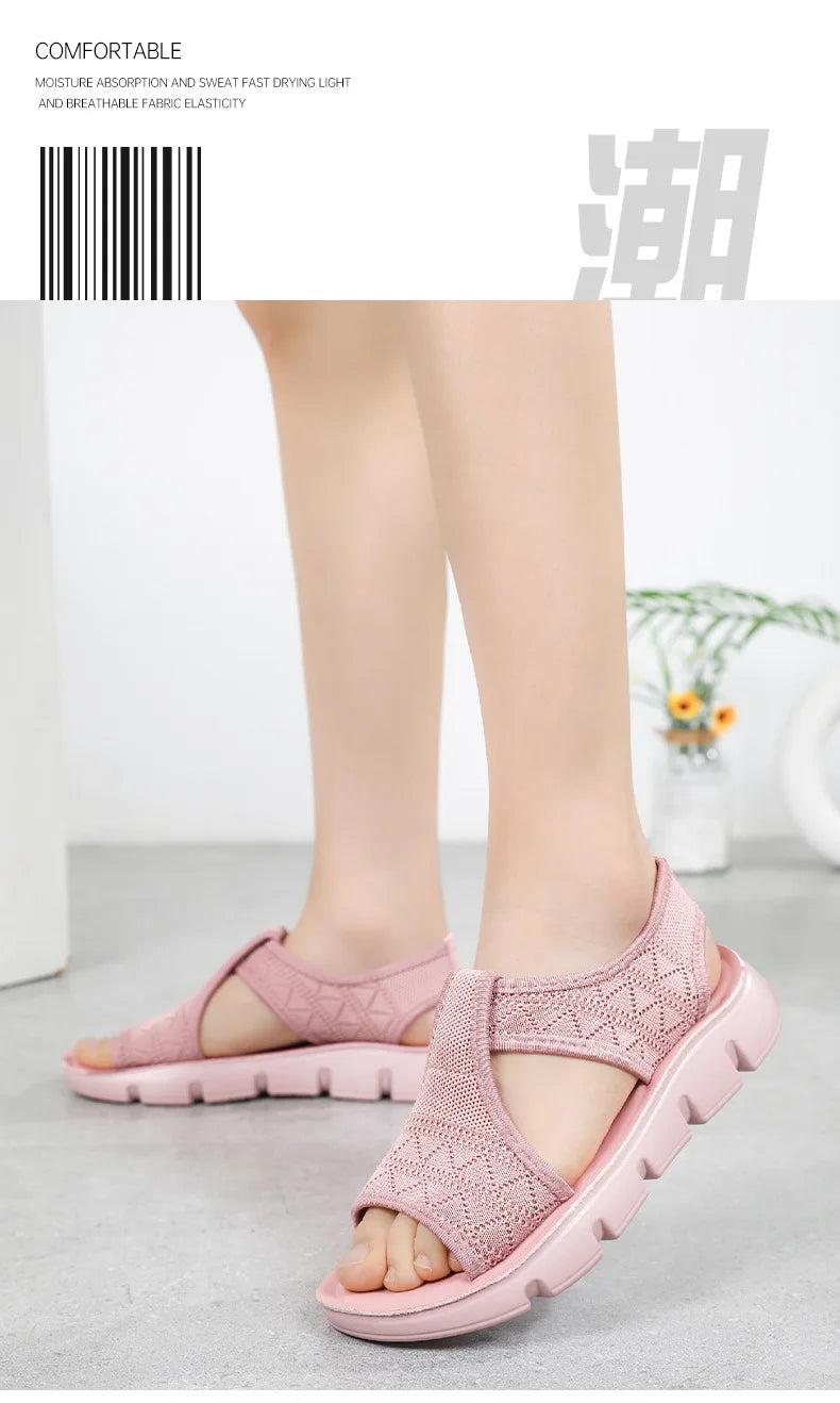 Summer 2026 Women's Breathable Sandals Thick Soled Casual Women's Shoes Half Slippers Mesh Flat Sandals Clearance Treatment