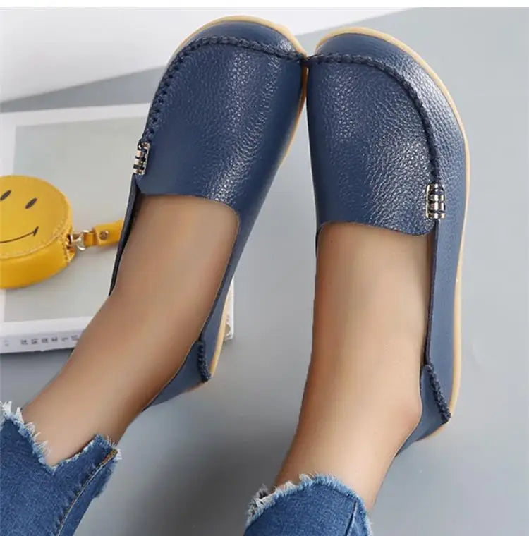 Women Flats Genuine Leather Casual Shoes Woman Moccasins Women's Loafers Nurse Shoe Slip On Shoes Women Plus Size Ballerinas
