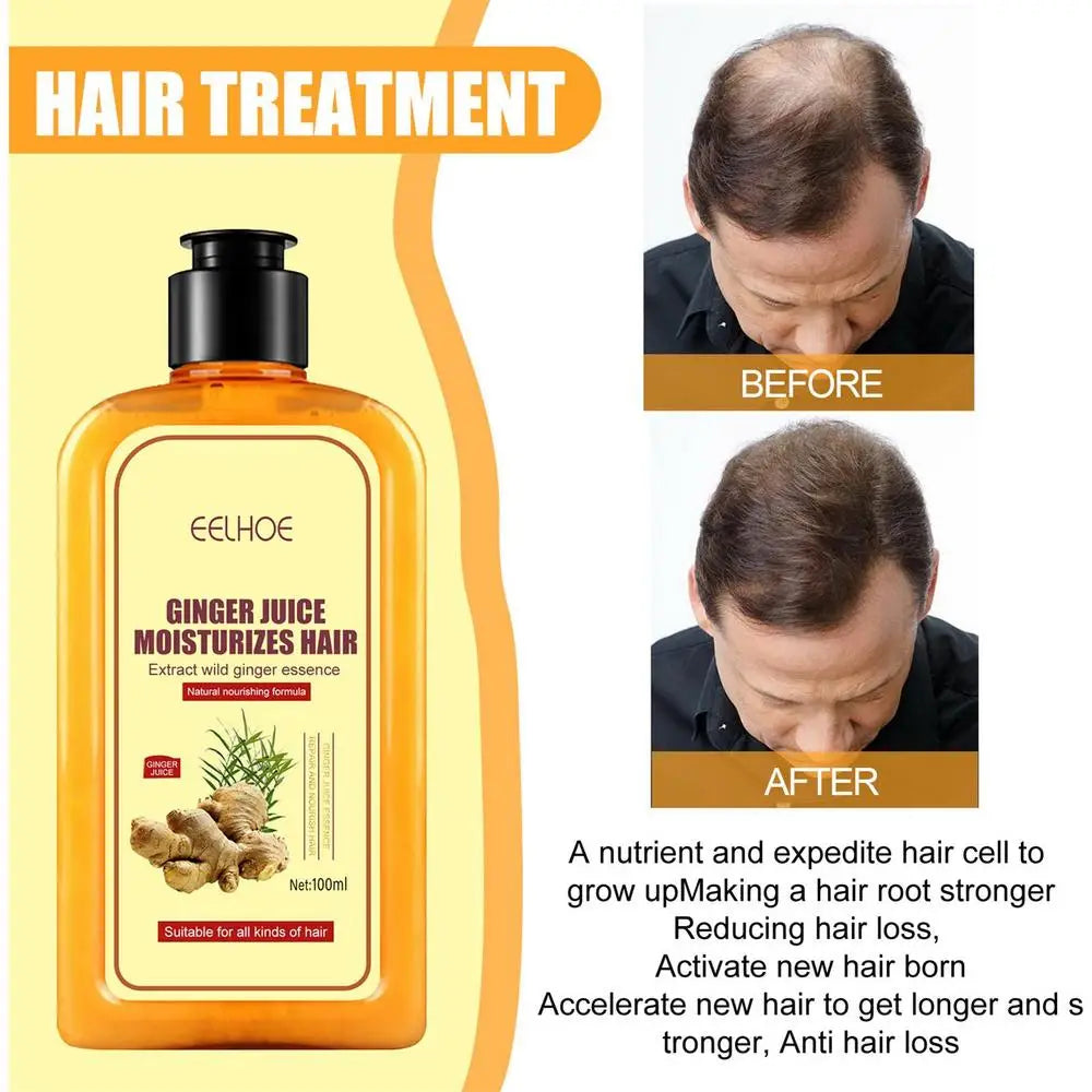Herbal Ginger Hair Shampoo Hair Growth No Silicone Oil Control Anti Dandruff Itching Cleansing Professional Hair Treatment 100ml