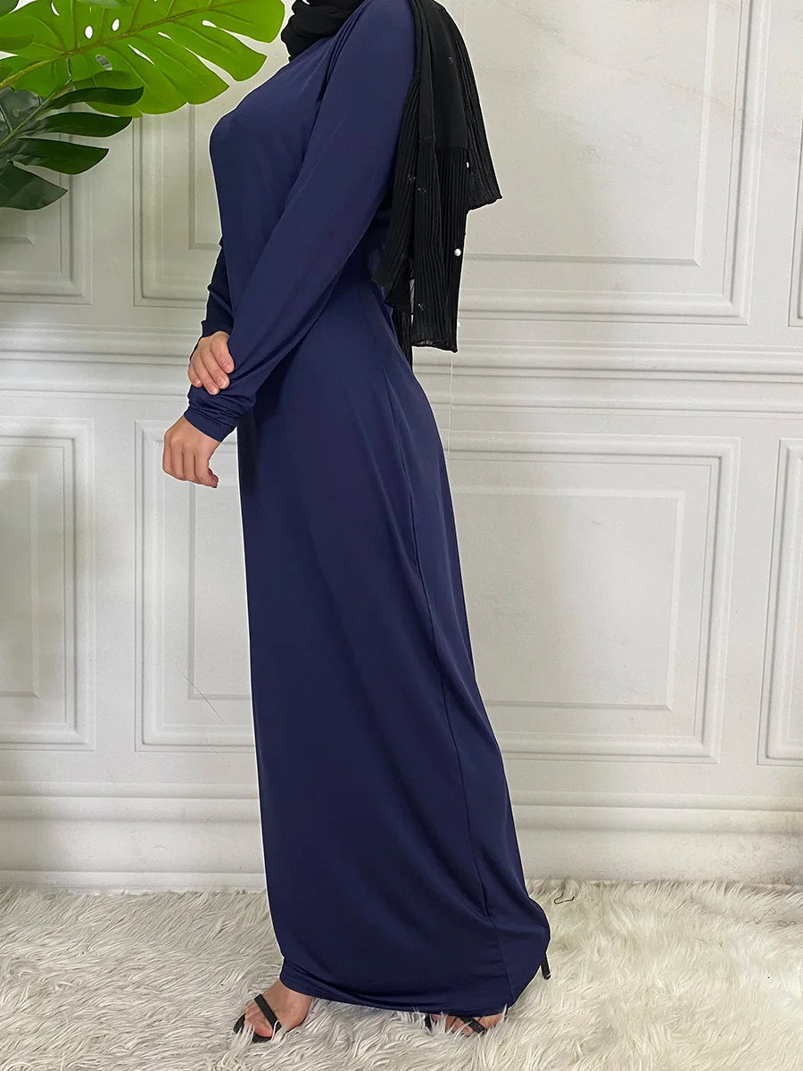 Muslim Middle East new fashion base solid color dress Dubai Turkey Arab elegant popular women's dress