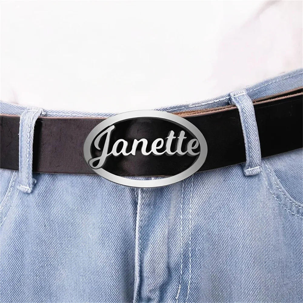Mens Name Belt Buckle Personalized Jewelry Fashion Dress Belt for Dad Husband Gift Custom Letter LOGO Unisex Belt Buckle