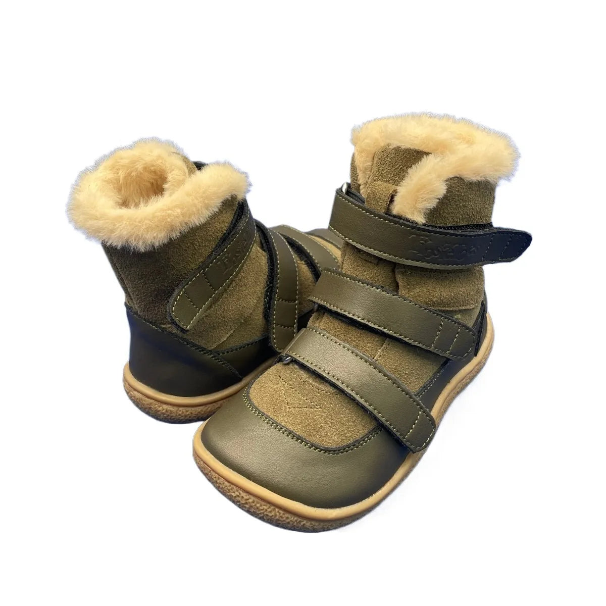 TipsieToes Top Brand Barefoot Genuine Leather Baby Toddler Girl Boy Kids Shoes For Fashion Winter Snow Boots 3 Straps Fur Inside