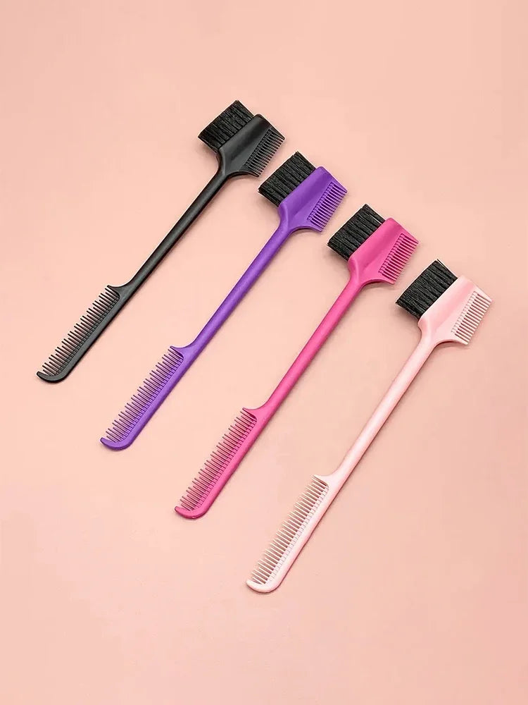 Three in One Edge Brush, Double-sided Edge Control Brush, Hair Salon Comb Brush, Beauty Tool Special for Real Hair Wigs