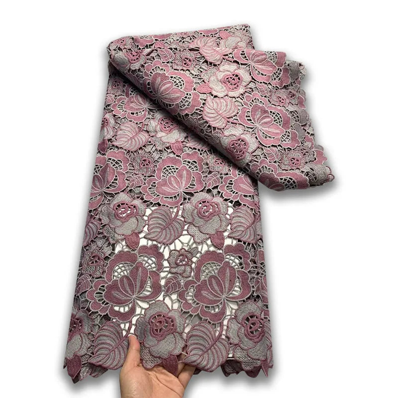Nigerian Lace Fabrics 2025 High Quality Sequins Embroidery African Lace Fabric French Guipure Cord Lace Fabric For Dress Party