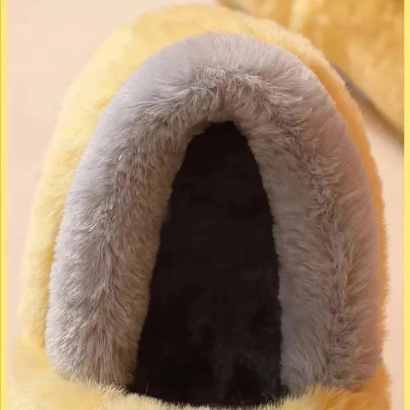 Winter Home Slipper Men Cartoon Bear Fuzzy Warm Plush Indoor Floor Male House Room Shoes Footwear Furry Non Slip Large Size 2025