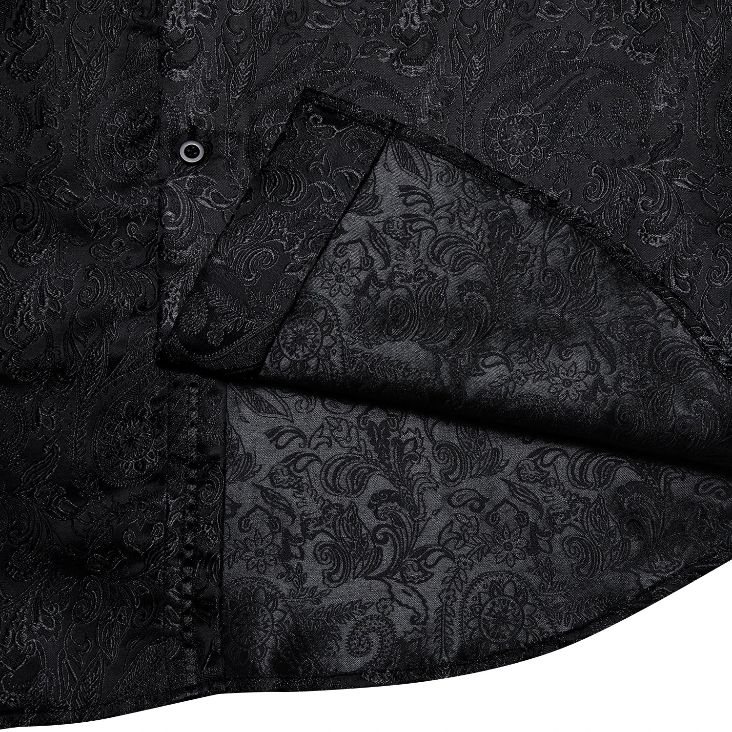 Polyester Dress Shirts for Men Black Solid Paisley Red Silver Long Sleeve Turn Down Collar Prom Social Men's Shirt
