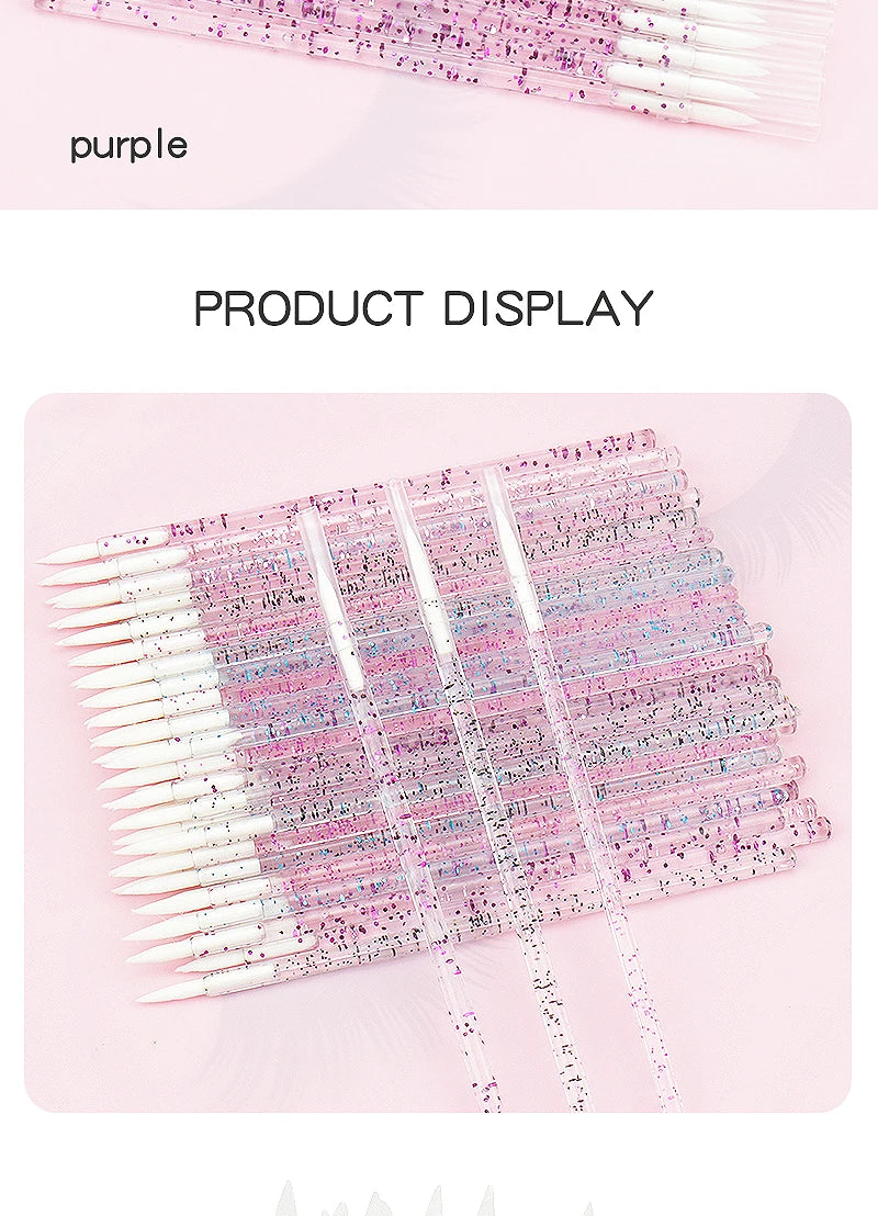 50pc Disposable Eyeliner Makeup Brush Crystal Handle Soft Fiber Lip Line Outline Brush Eyeshadow Blending Applicator Beauty Tool
