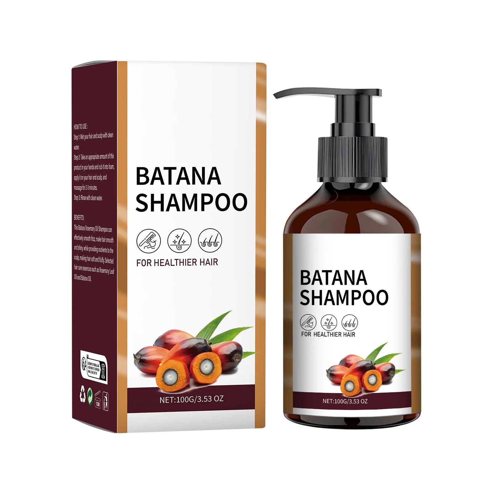 100ML Batana Oil Shampoo Deep Moisturizing Smooth Thick Hair Growth for  Anti Frizz Anti Hair Loss Damaged Hair Keratin Care