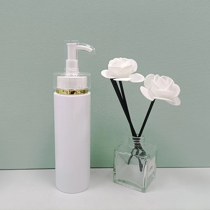 10pcs/lot 100-500ml  White PET Refillable Bottle For Liquid Makeup Plastic Pump Bottle For Lotion Shampoo Containers