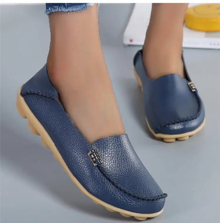 Women Flats Genuine Leather Casual Shoes Woman Moccasins Women's Loafers Nurse Shoe Slip On Shoes Women Plus Size Ballerinas