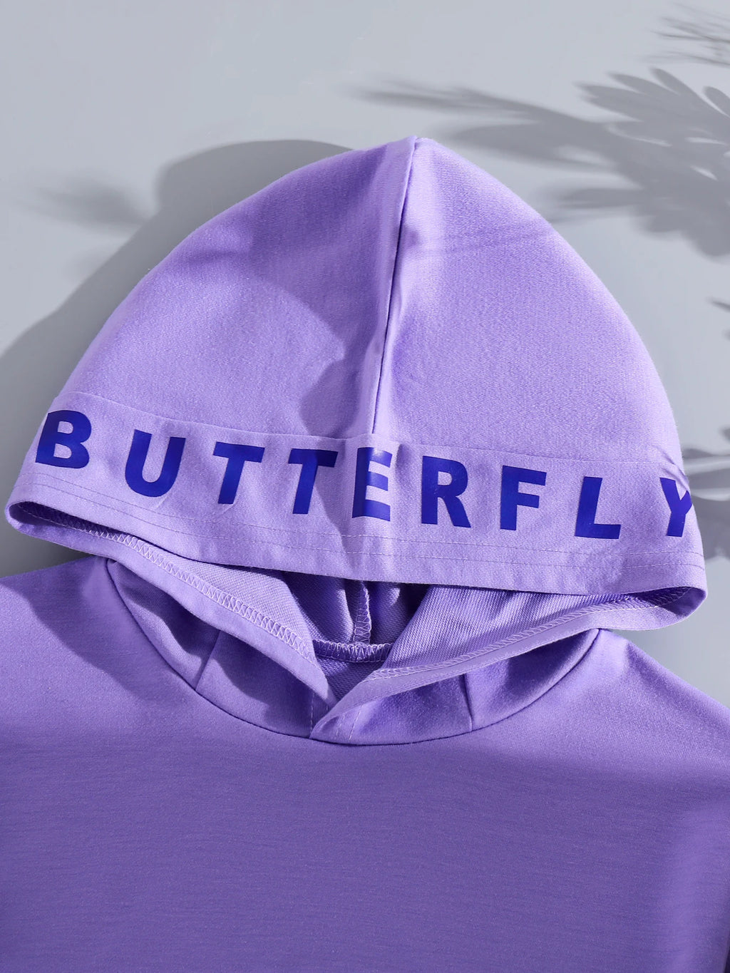 Spring and autumn children's wear girls fashion outdoor casual purple hooded sweatshirt + butterfly print black vest dress set