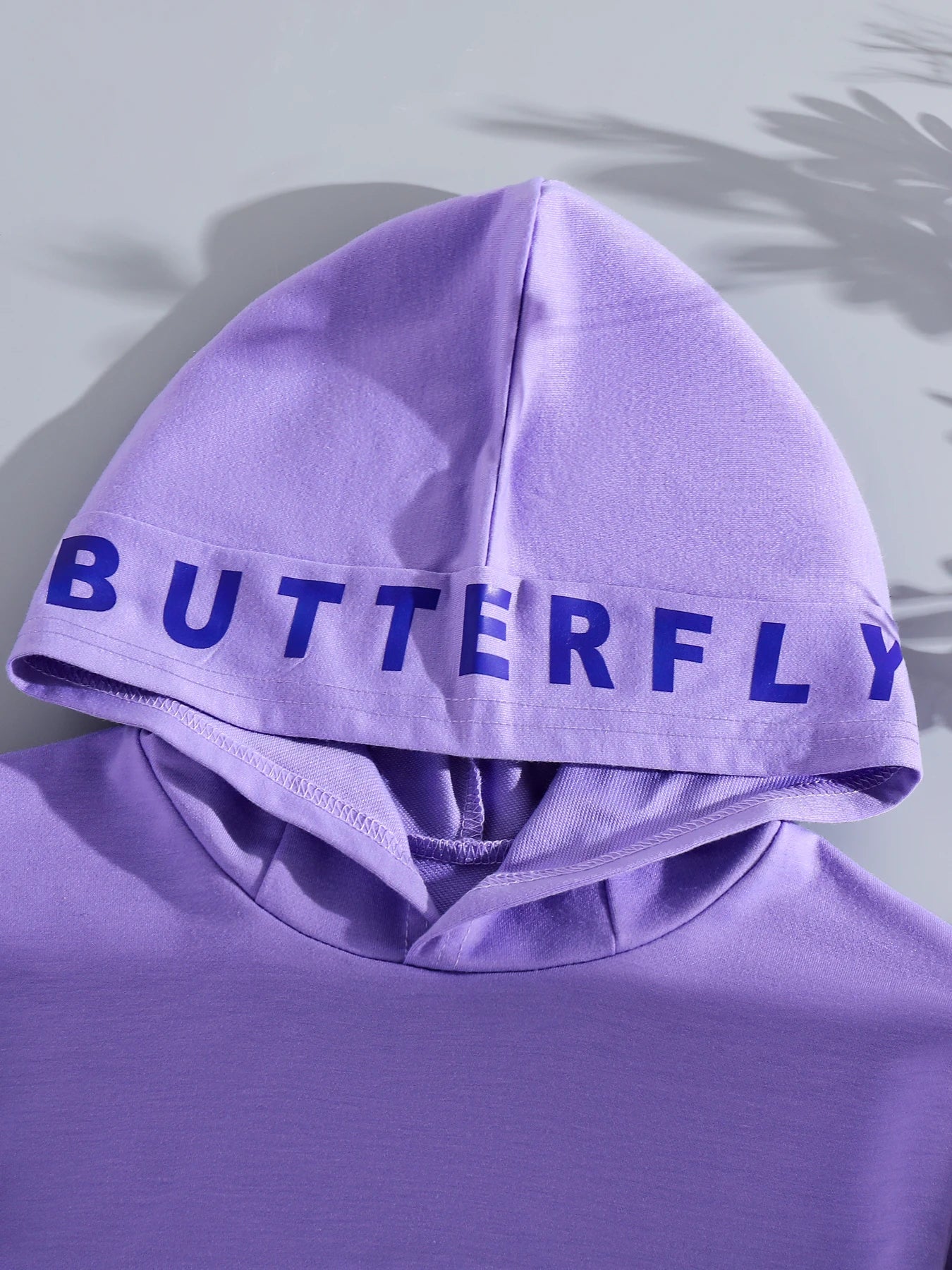 Spring and autumn children's wear girls fashion outdoor casual purple hooded sweatshirt + butterfly print black vest dress set