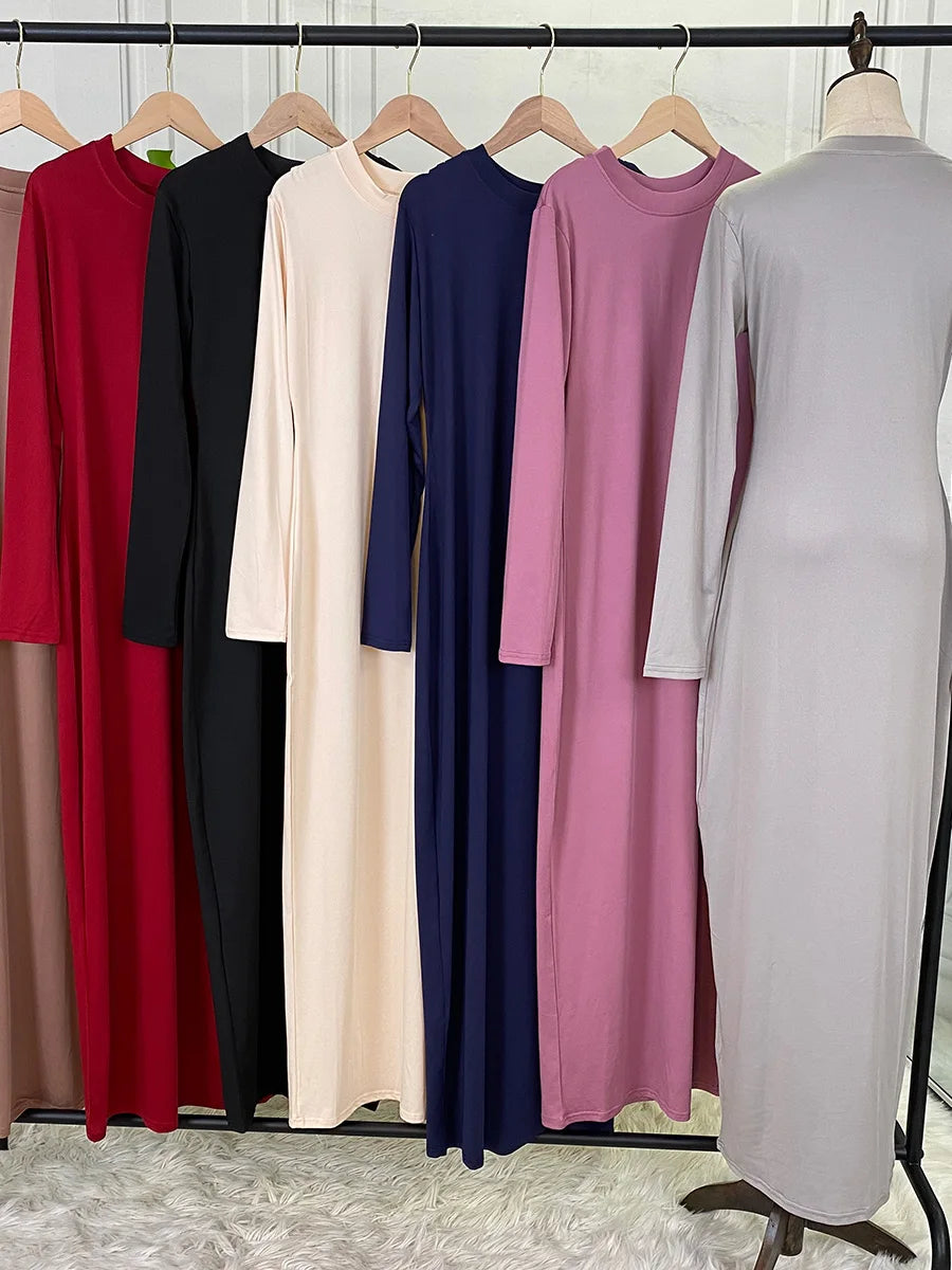 Muslim Middle East new fashion base solid color dress Dubai Turkey Arab elegant popular women's dress