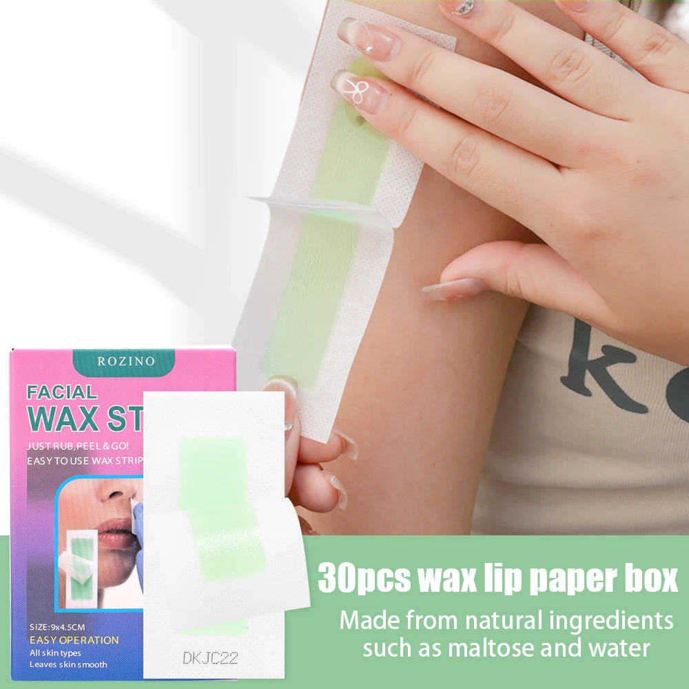 Natural Wax Lip Hair Removal Strips Kit Professional Hair Removal Wax Paper for Leg Body Face Efficient Waxing Strip Beauty Tool
