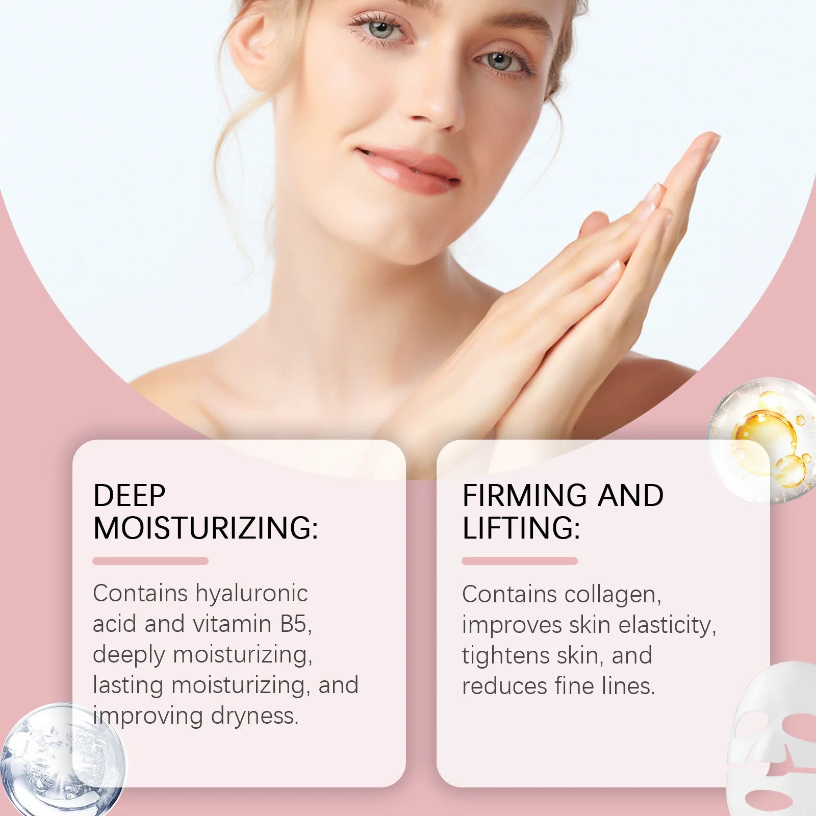 Collagen Face Mask Anti Aging Firming Moisturizing Refreshing Shrink Pore Brightening Overnight Mask Hyaluronic Acid Facial Mask