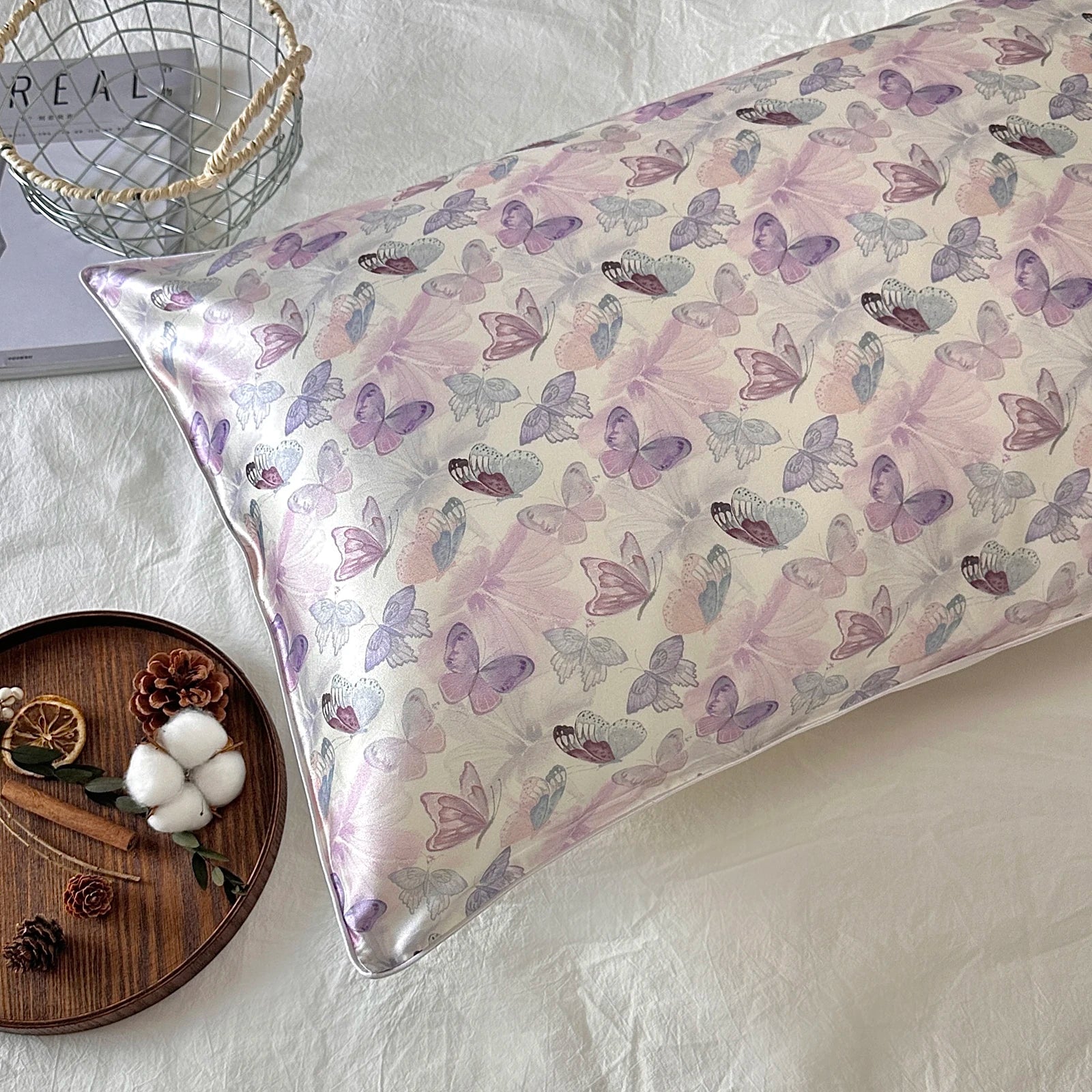 25 Momme Pure Natural Silk Pillow Case Envelope Design Printed Pillow Case Skincare Smooth Single sided Mulberry Silk Pillowcase
