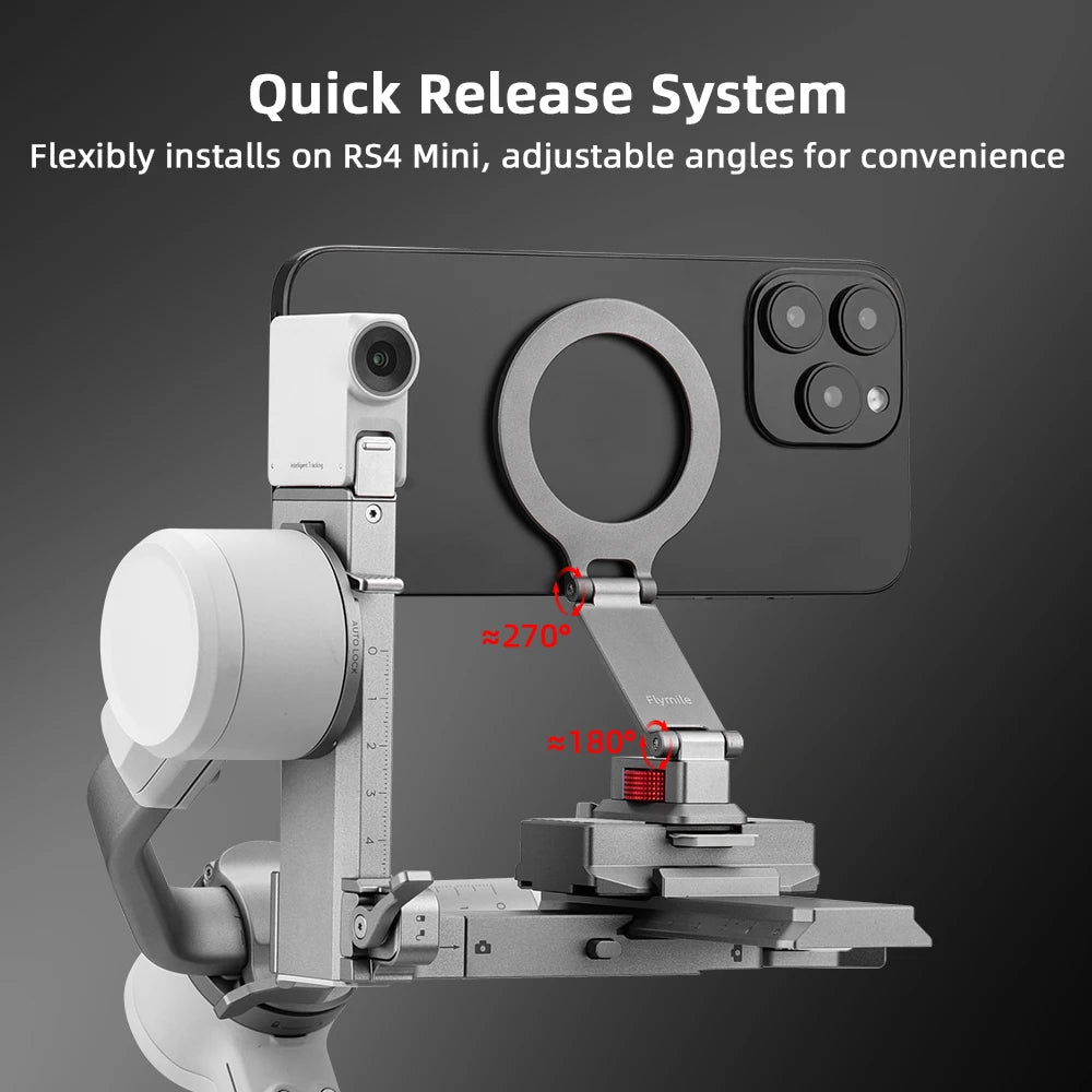 Flymile Adapter Clamp Cold Shoe Mount for DJI RS 4 Mini Magnetic Phone Holder With Cold Shoe Accessoise Compatible With Magsafe