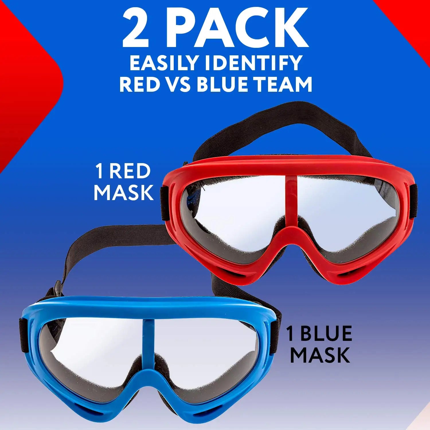 1/2 Pack Foam Gun and Blaster Face Mask Goggles Eye Shield  for Nerf Guns Foam Blaster Guns Red Blue Safety Glasses
