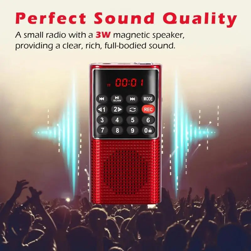 Hot Portable FM Mini Radio Built-in Speaker Recorder Rechargeable Battery Long Standby Strong Signal Handheld MP3 Walkman Radios