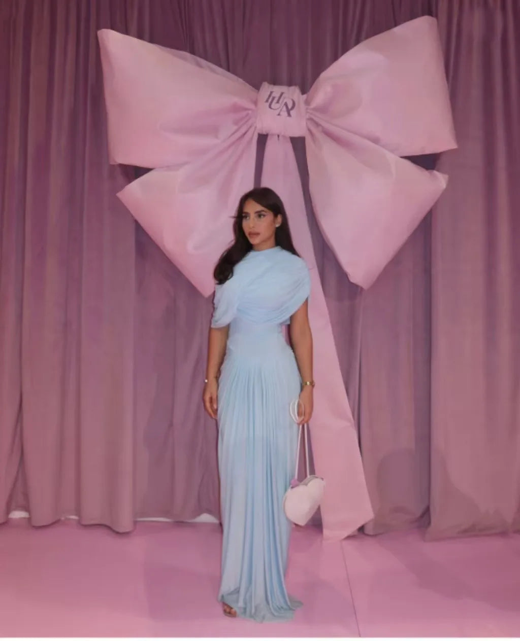 Elegant Shawl Ruched Asymmetrical Maxi Women Dress Summer Light Blue Slim Light Blue Party Dress Female Chic Evening Prom Gowns