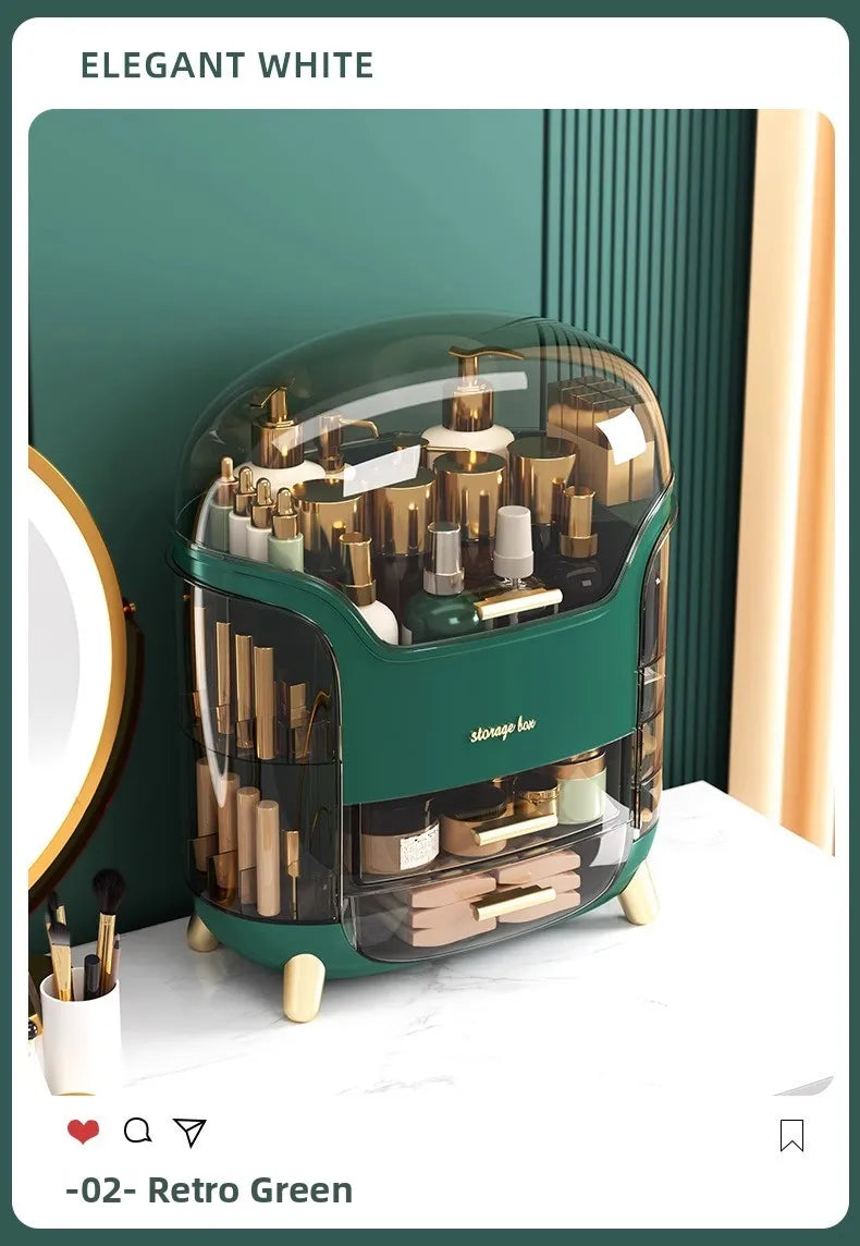 Dustproof Cosmetic Storage Box Integrated Desktop Makeup Case Lipstick Box Skincare Product Rack Elegant Design