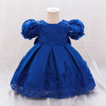 Vintage Baby Girl 1st Birthday Princess Dress Baby Embroidery Floral Bow Gown Flower Kids Wedding Dress Formal Baptism Gala Gown