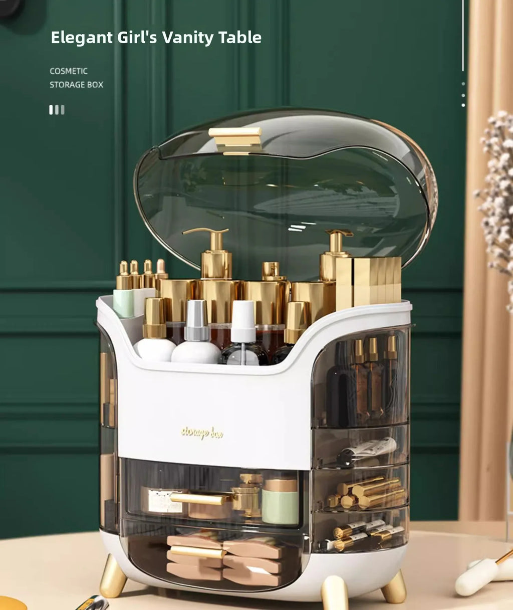 Dustproof Cosmetic Storage Box Integrated Desktop Makeup Case Lipstick Box Skincare Product Rack Elegant Design