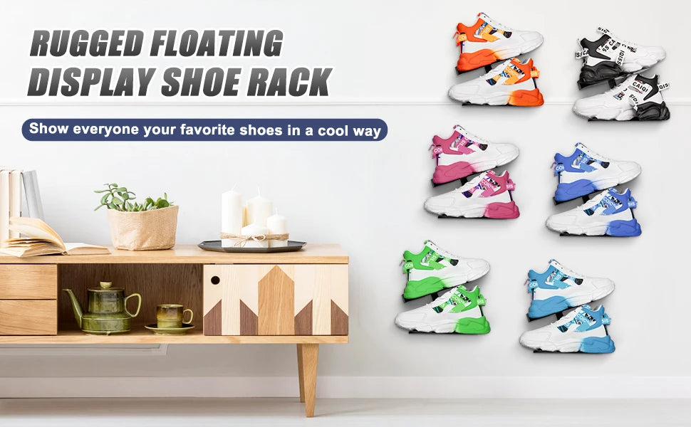 H-shaped Shoe Rack Wall Mounted, Floating Shoe Display Shelves, Sneaker Holders for Shoe Collectors & Advertising Exhibition
