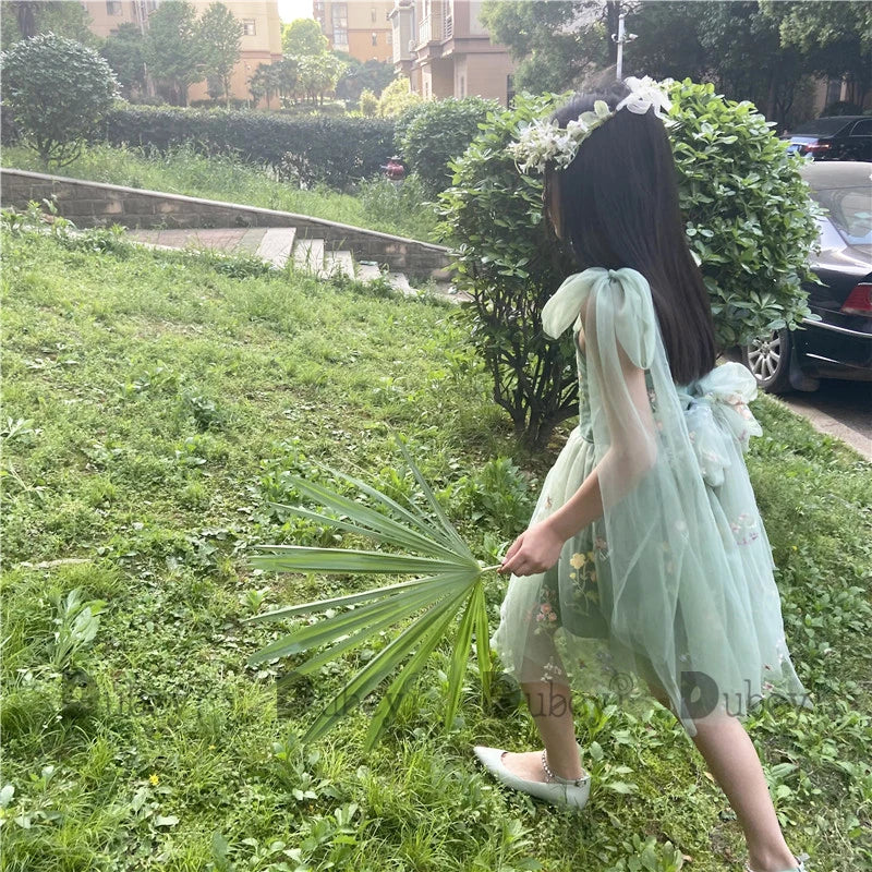 2026 Baby Embroidery Dress Girl Summer Dress Floral Bows Sleeveless Ballarina Dance Performance Dress Girls Tutus Clothes