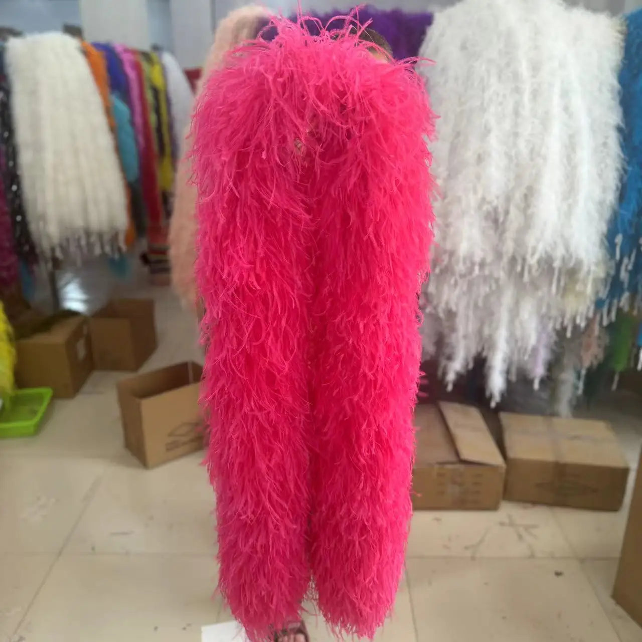 2M Royal blue Natural Ostrich Long Feathers Boa Decoration for Party Wedding Dress Shawl Clothes Sewing Accessories Crafts Plume