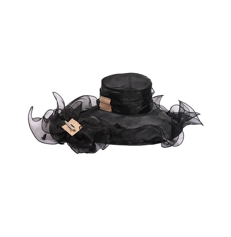FS Wide Brim Kentucky Derby Hats Fascinators For Women With Veil Flower Organza Wedding Church Cocktail Tea Party Dress Cap 2025