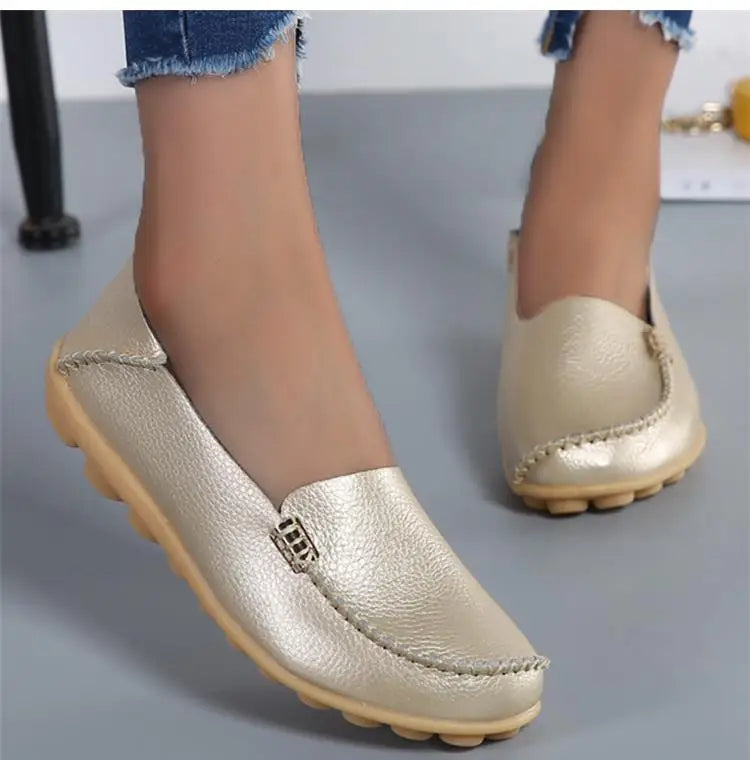 Women Flats Genuine Leather Casual Shoes Woman Moccasins Women's Loafers Nurse Shoe Slip On Shoes Women Plus Size Ballerinas