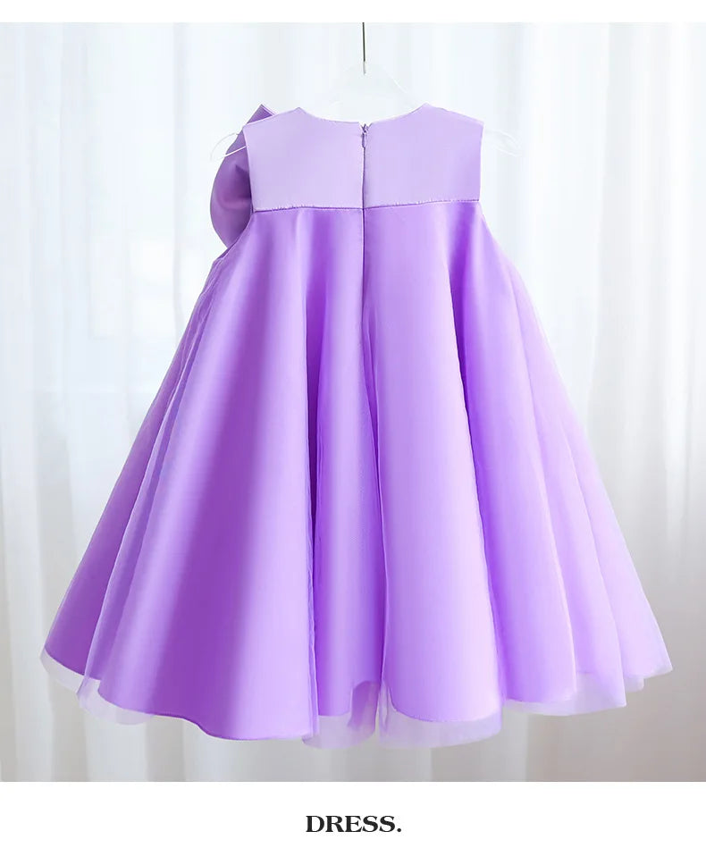 2 3 4 5 6 7 8 Years Summer Girls Dress Sleeveless Bow Elegant Little Princess Dress Piano Performance Costumes New Kids Clothes