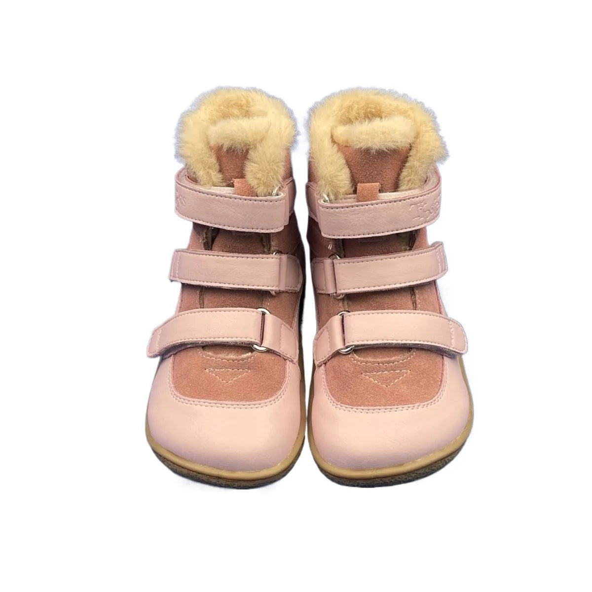 TipsieToes Top Brand Barefoot Genuine Leather Baby Toddler Girl Boy Kids Shoes For Fashion Winter Snow Boots 3 Straps Fur Inside
