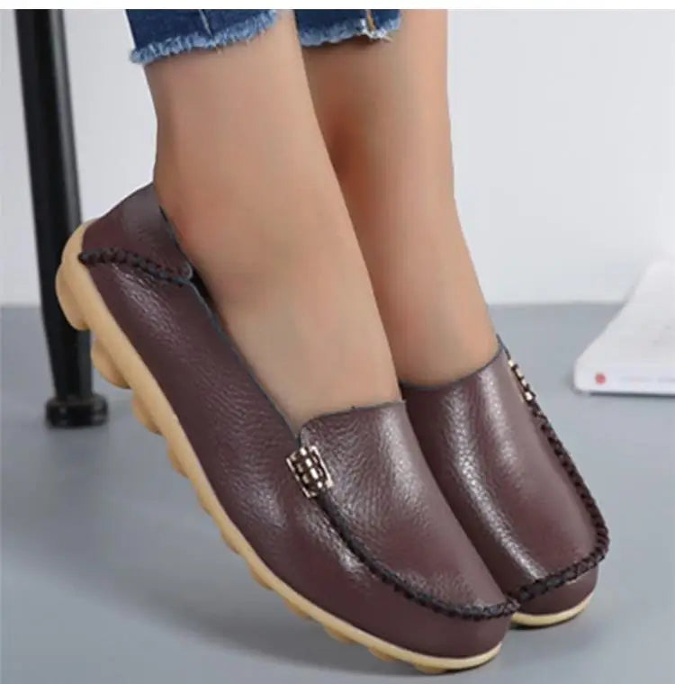 Women Flats Genuine Leather Casual Shoes Woman Moccasins Women's Loafers Nurse Shoe Slip On Shoes Women Plus Size Ballerinas