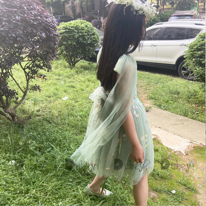 2026 Baby Embroidery Dress Girl Summer Dress Floral Bows Sleeveless Ballarina Dance Performance Dress Girls Tutus Clothes
