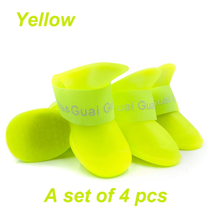 4pcs/Set Small Pet Dog Rain Shoes Anti Slip Waterproof Puppy Cat Shoe Rubber Boots for Outdoor Footwear Socks Pet Accessories