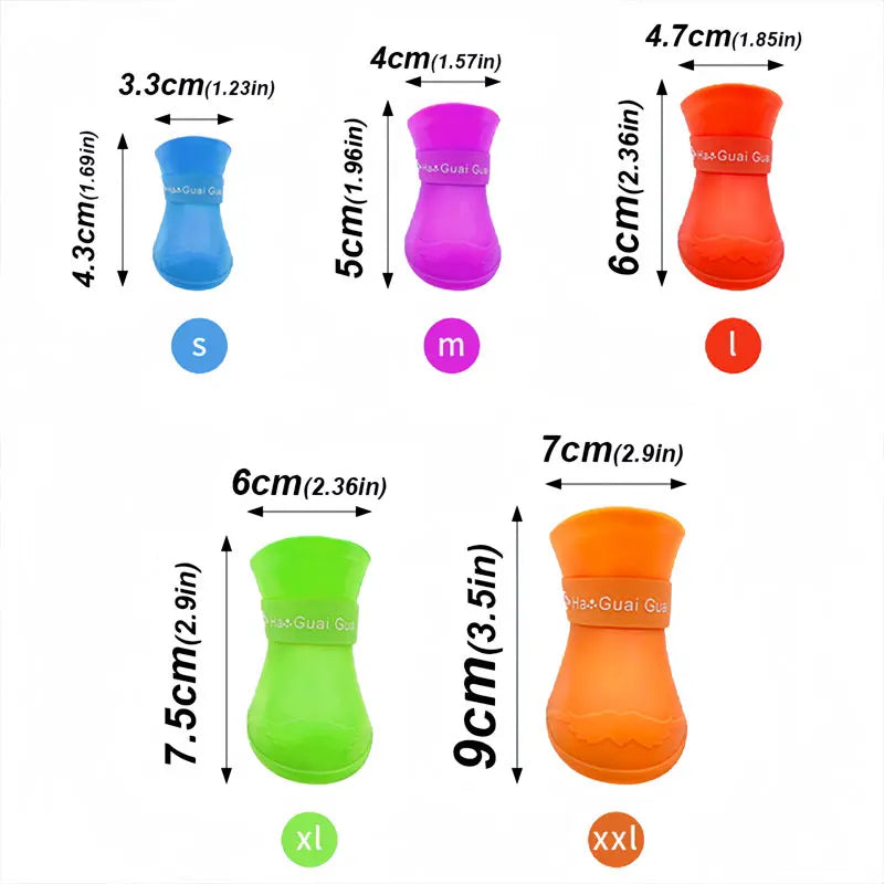 4pcs/Set Small Pet Dog Rain Shoes Anti Slip Waterproof Puppy Cat Shoe Rubber Boots for Outdoor Footwear Socks Pet Accessories