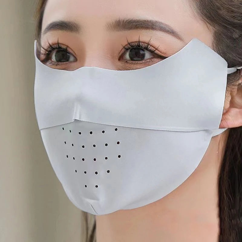 Ice Silk Face Mask UV Sun Protection Summer Adjustable Breathable Men Women Outdoor Running Cycling Sports Mask