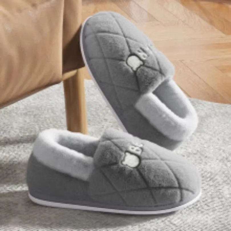 Winter Home Slipper Men Cartoon Bear Fuzzy Warm Plush Indoor Floor Male House Room Shoes Footwear Furry Non Slip Large Size 2025
