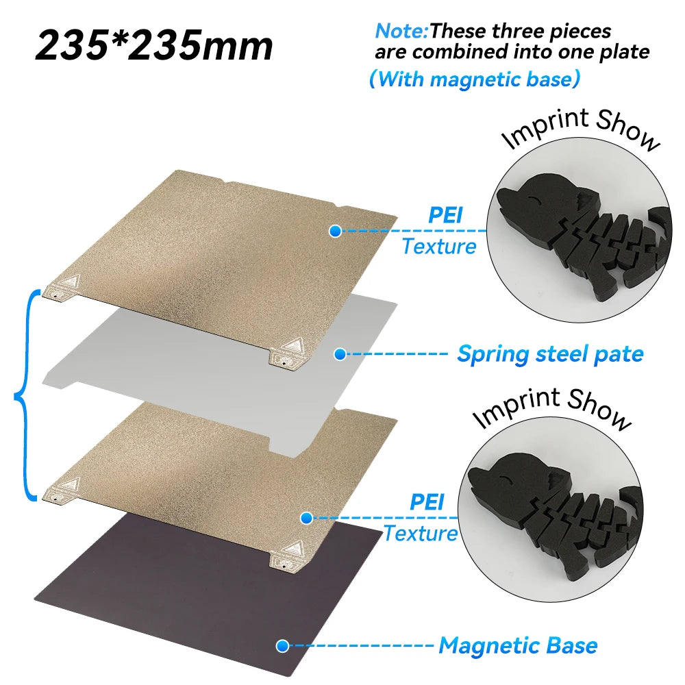 Spring Steel Smooth Sheet 235x235mm magnetic base Build Plate For Creality K1/ Ender3 V3-SE S1 S1 Pro PEI PEO Texture Pei