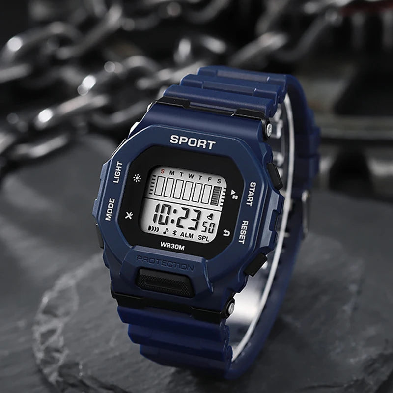 YIKAZE Men's Sports Watch Waterproof LED Digital Watches Student Outdoor Adventure Trend Multifunctional Electronic Watch Gift