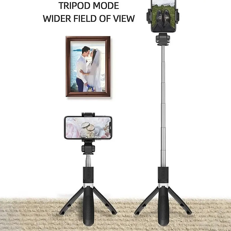 Portable Bluetooth Selfie Stick Mobile Tripod Holder with Remote Shutter Extendable Wireless Remote Retractable Phone Stand