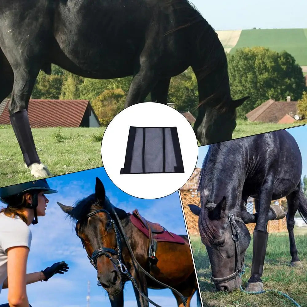 Horse Leg Guards 4 PCS Horse Leggins Reusable Fly Boots Fly Boots Horses Minimizes Leg Fatigue Reduces Stomping