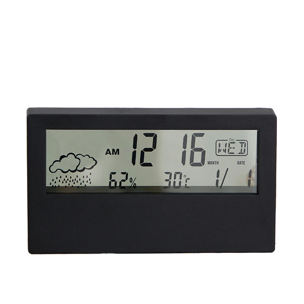 LED Thermometer Thermo-Hygrometer Multifunction Electronic Temperature Humidity Meter Weather Station for Home With Alarm Clock