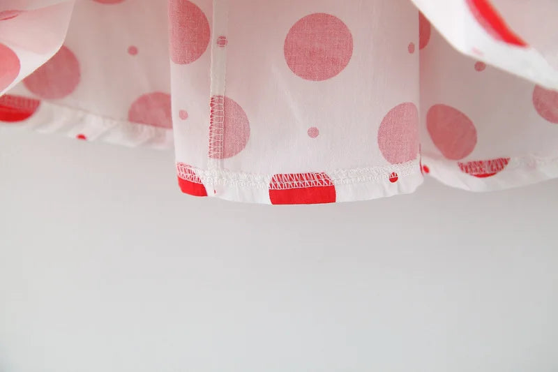 New Two-Piece Halter Strawberry Print Polka Dot Bloomers For Baby Girls Casual Summer Two-Piece Sweet Princess Dress