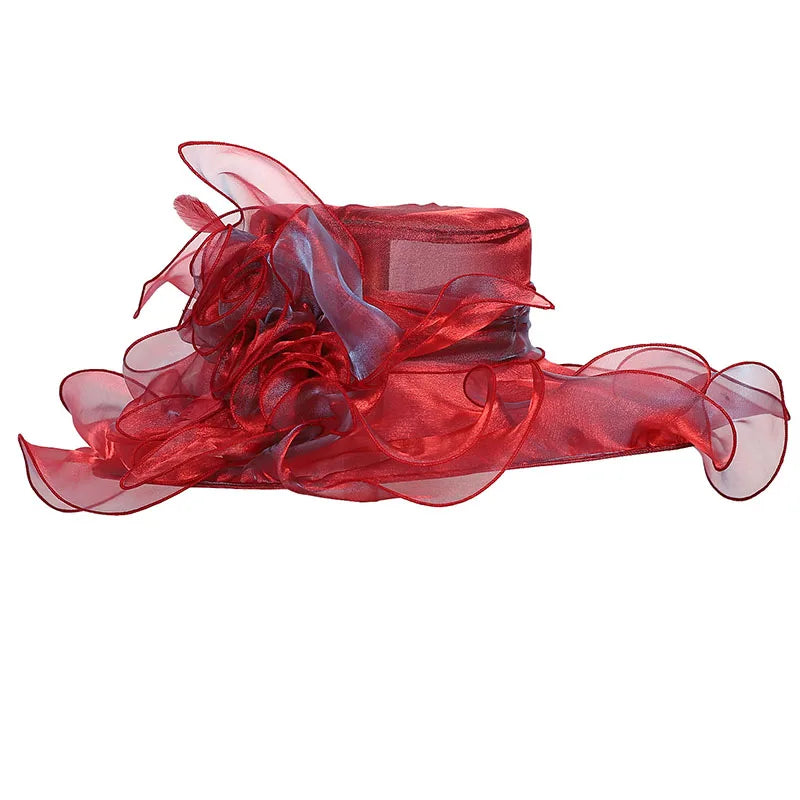 FS Wide Brim Kentucky Derby Hats Fascinators For Women With Veil Flower Organza Wedding Church Cocktail Tea Party Dress Cap 2025